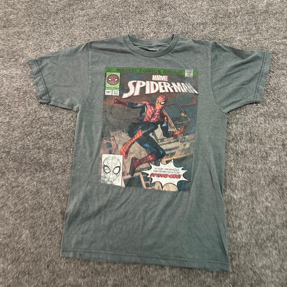 Marvel T-Shirt Mens Size S Gray Spider-Man Comic Book Graphic Short Sleeve Tee - Picture 2 of 7
